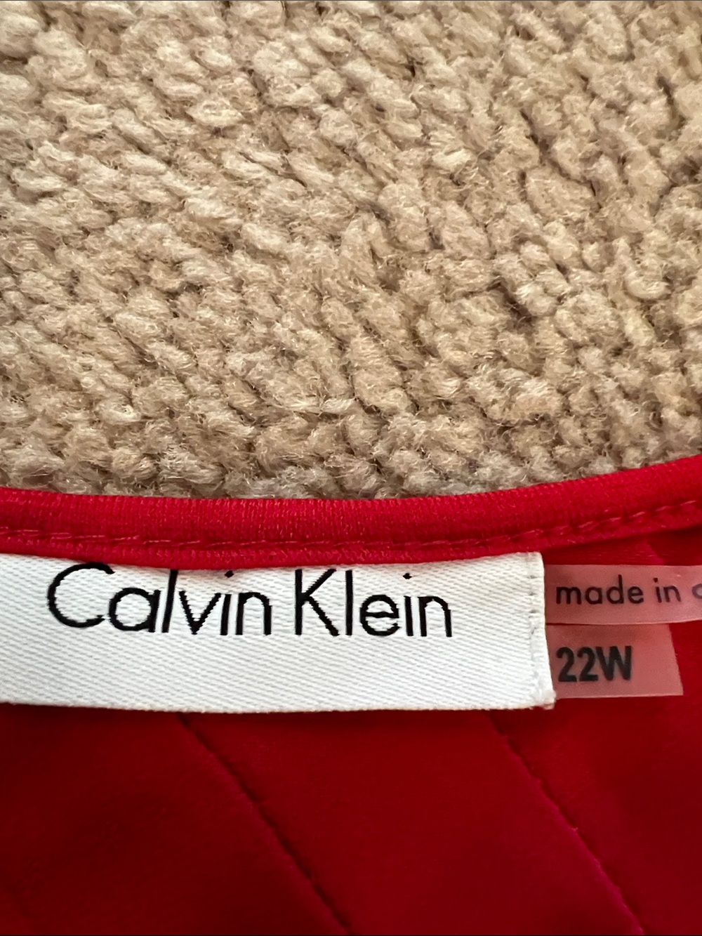 Calvin Klein Red Textured Sleeveless Shift Dress - Picture 2 of 7